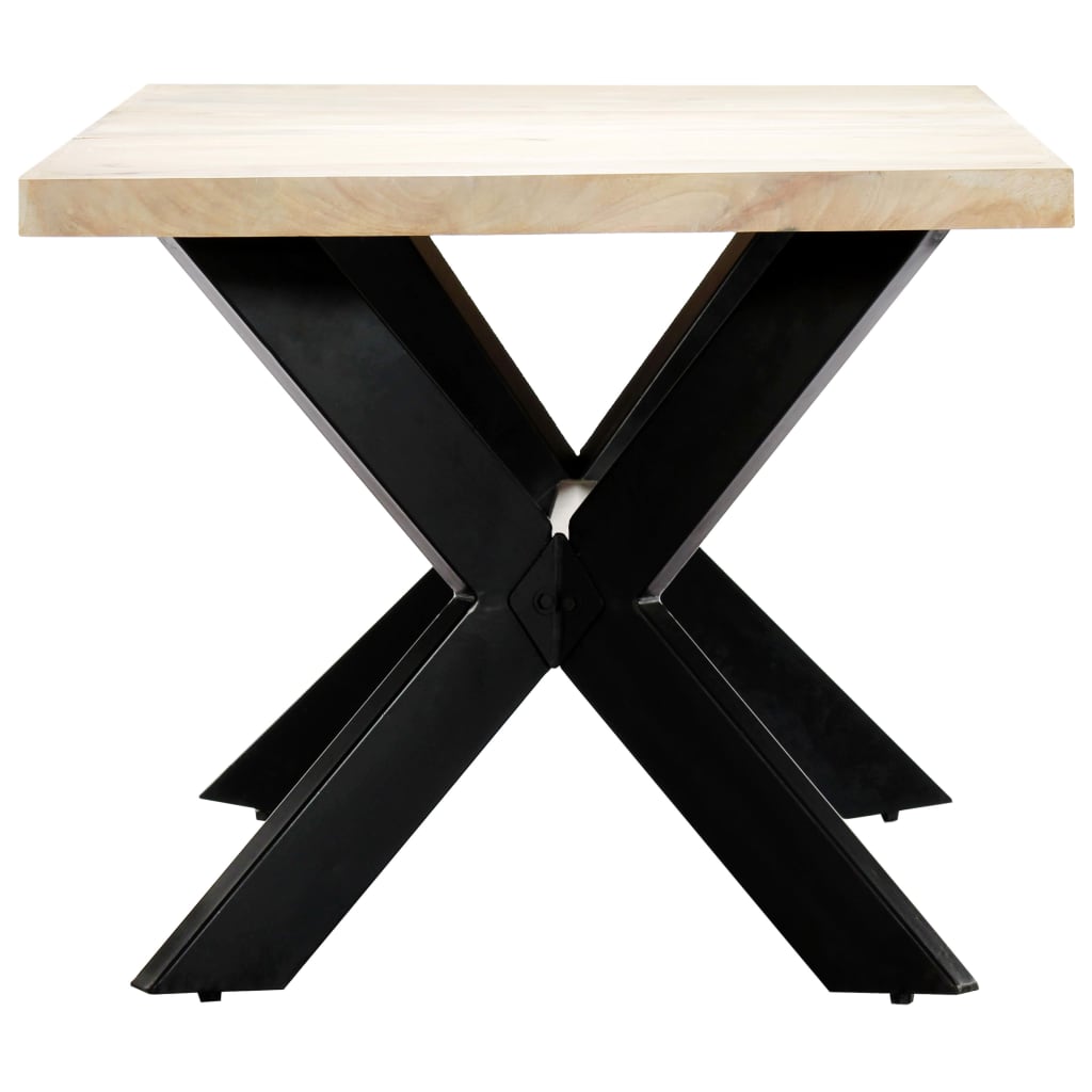 Table à manger blanche 180 x 90 x 75 cm en bois de manguier massif