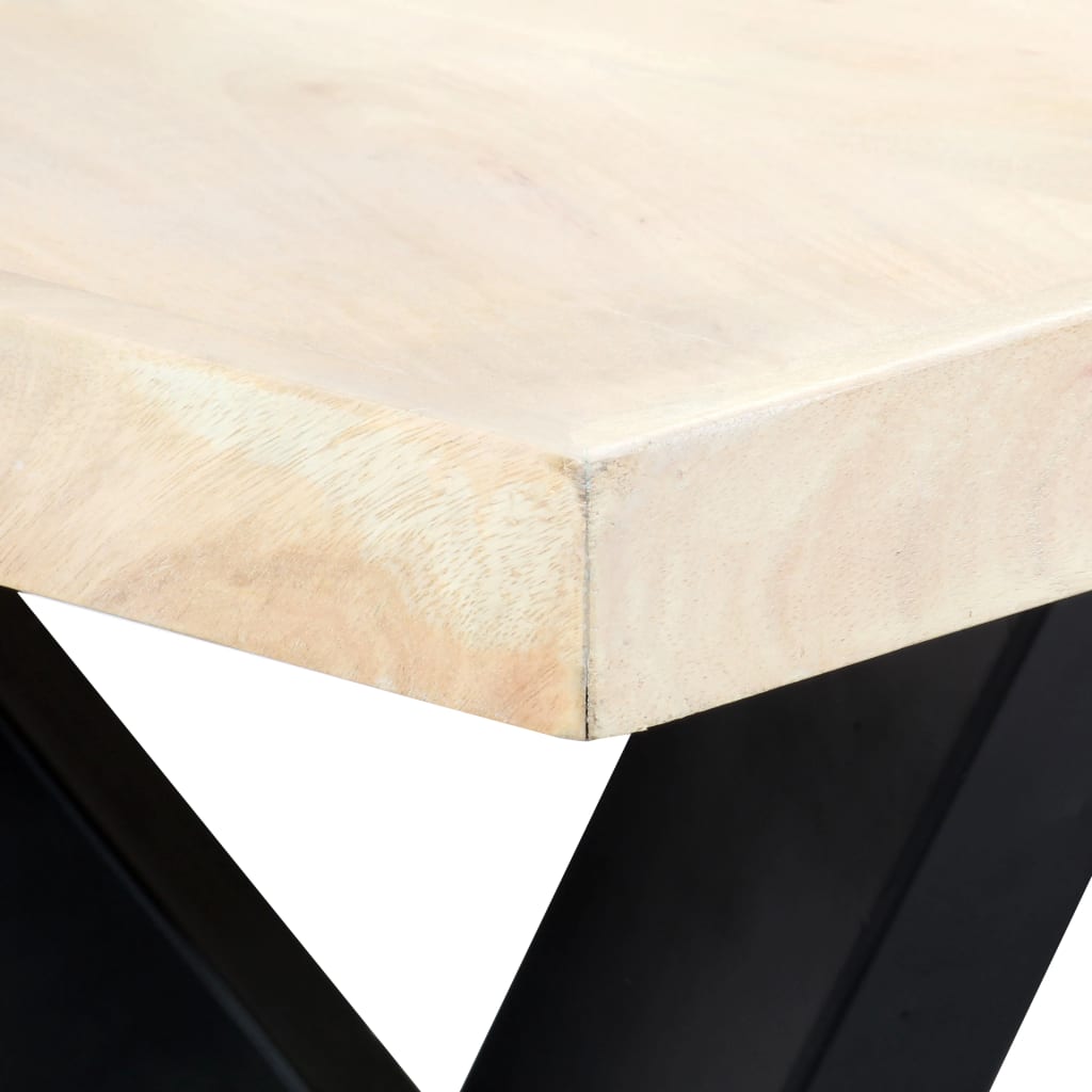 Table à manger blanche 180 x 90 x 75 cm en bois de manguier massif