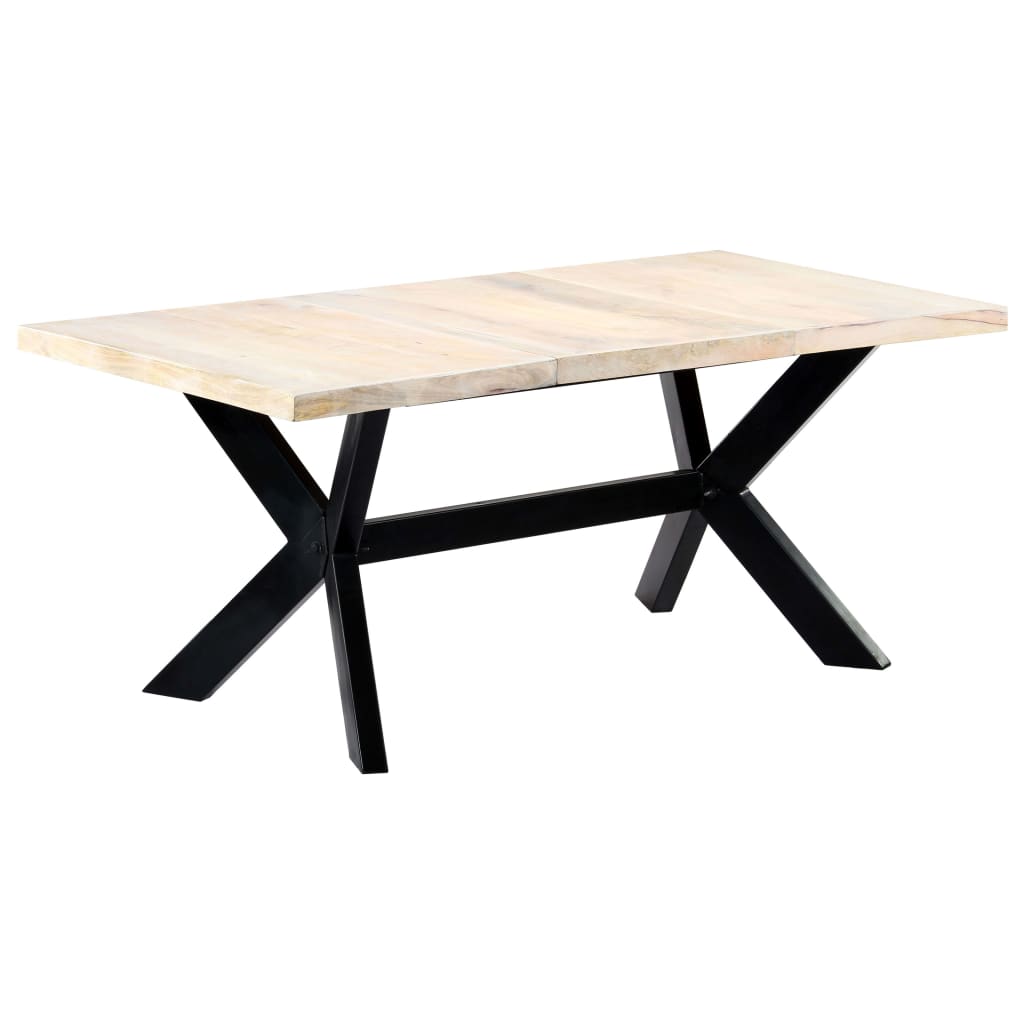 Table à manger blanche 180 x 90 x 75 cm en bois de manguier massif
