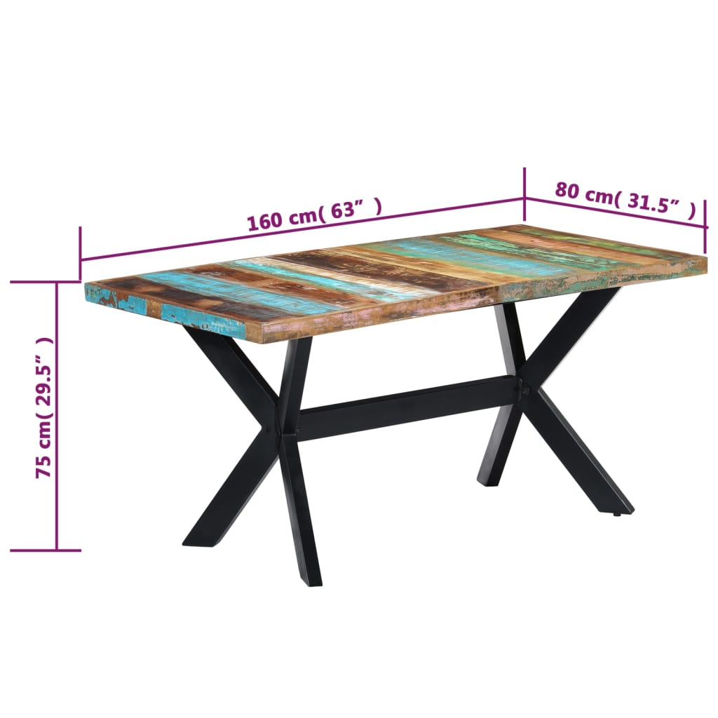 Esstisch 160x80x75 cm Altholz Massiv