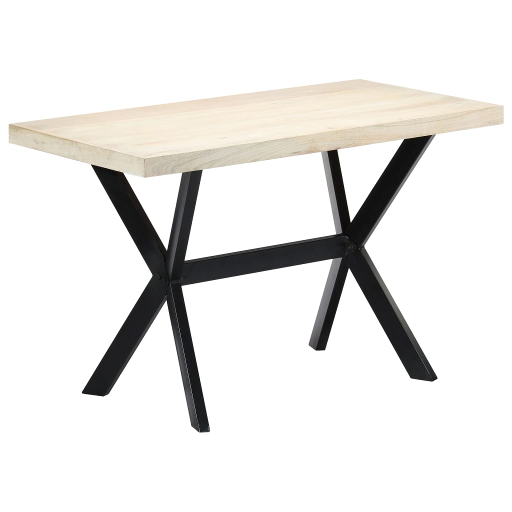 Table à manger blanche 120x60x75 cm en bois de manguier massif
