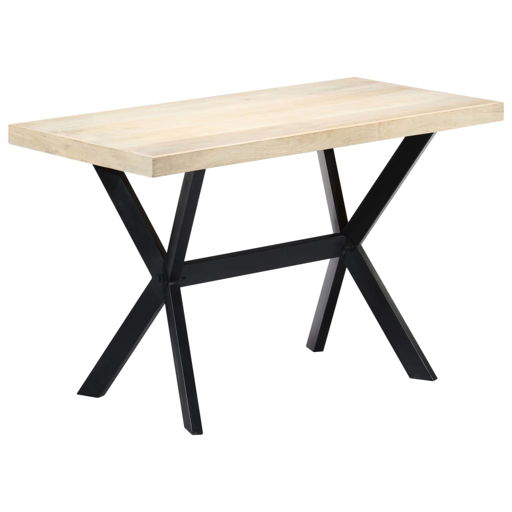 Table à manger blanche 120x60x75 cm en bois de manguier massif