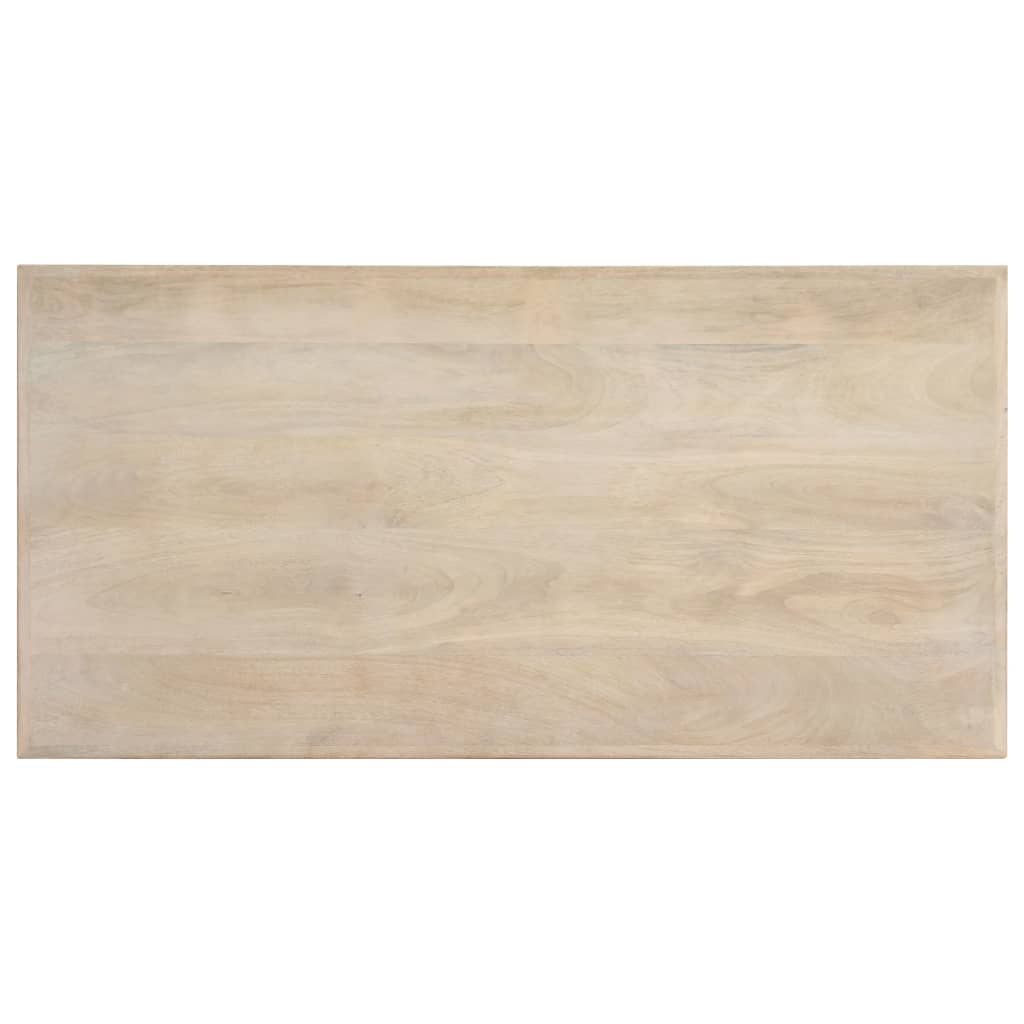 Table à manger blanche 120x60x75 cm en bois de manguier massif