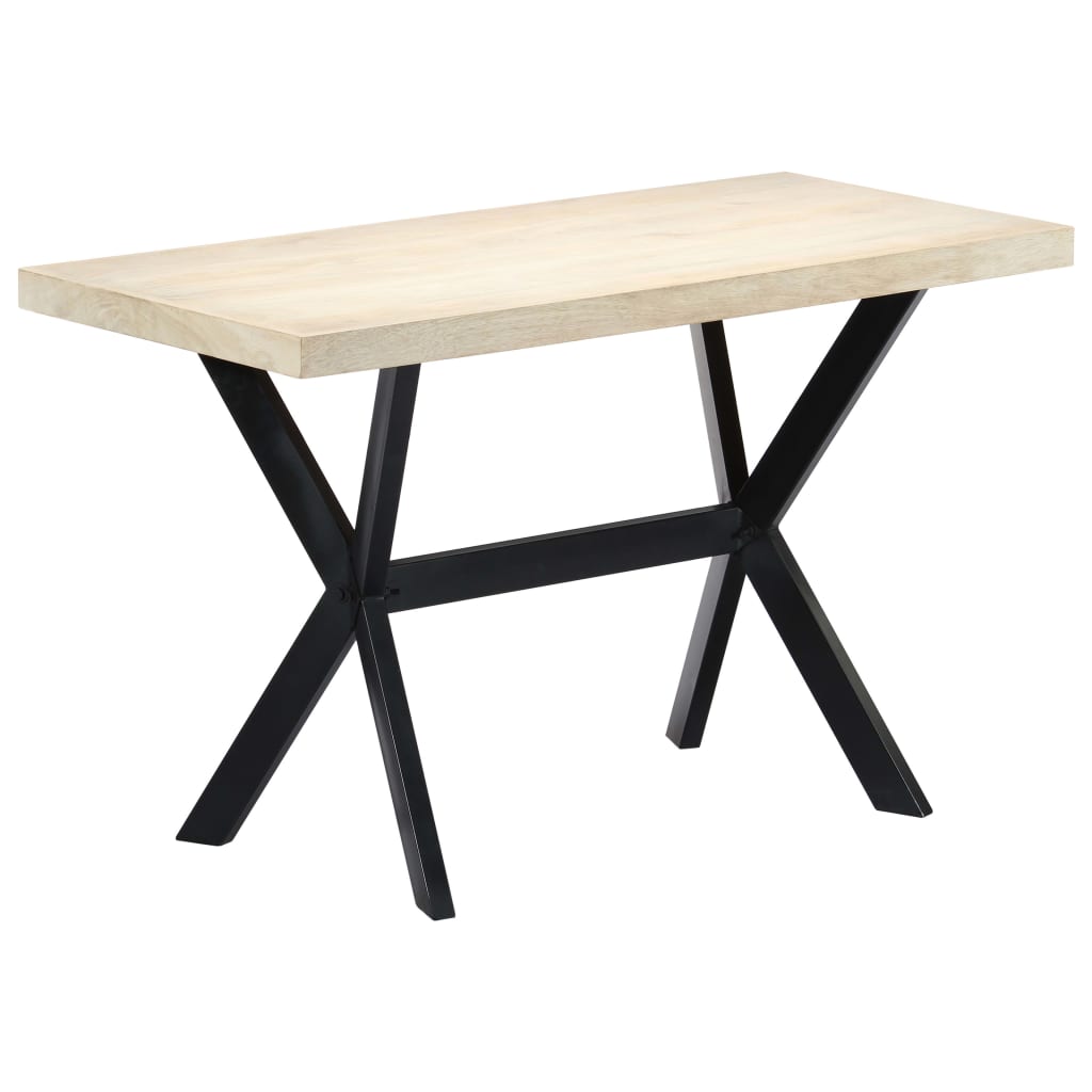 Table à manger blanche 120x60x75 cm en bois de manguier massif