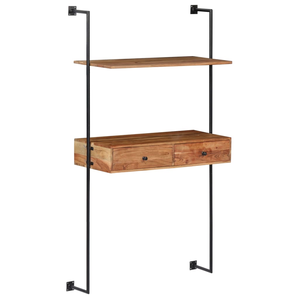 Bureau mural 90x40x170 cm en bois d'acacia massif