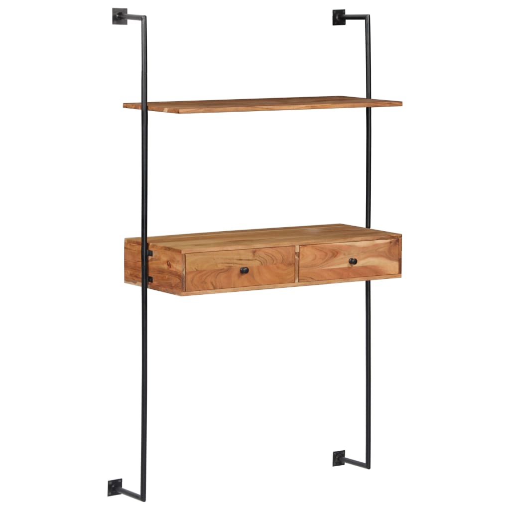 Bureau mural 90x40x170 cm en bois d'acacia massif