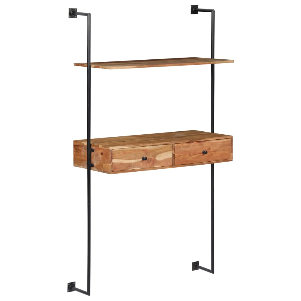 Bureau mural 90x40x170 cm en bois d'acacia massif