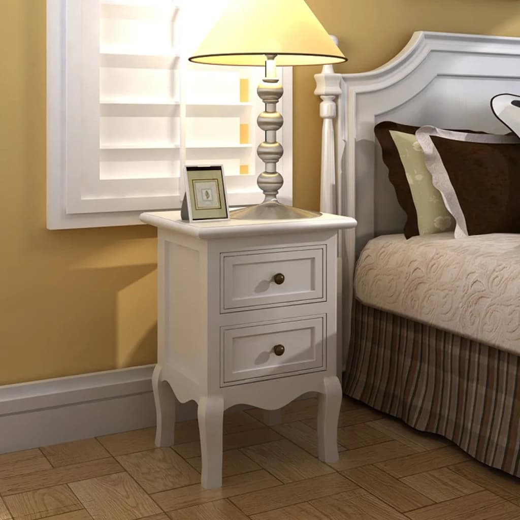 Tables de chevet 4 pièces avec 2 tiroirs en MDF blanc