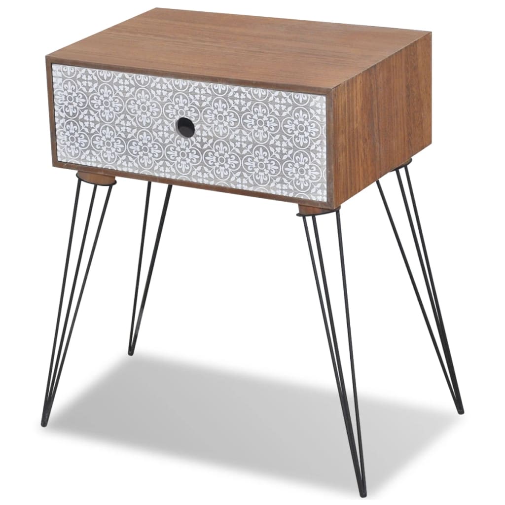 Tables de chevet avec tiroir, 2 pièces, marron