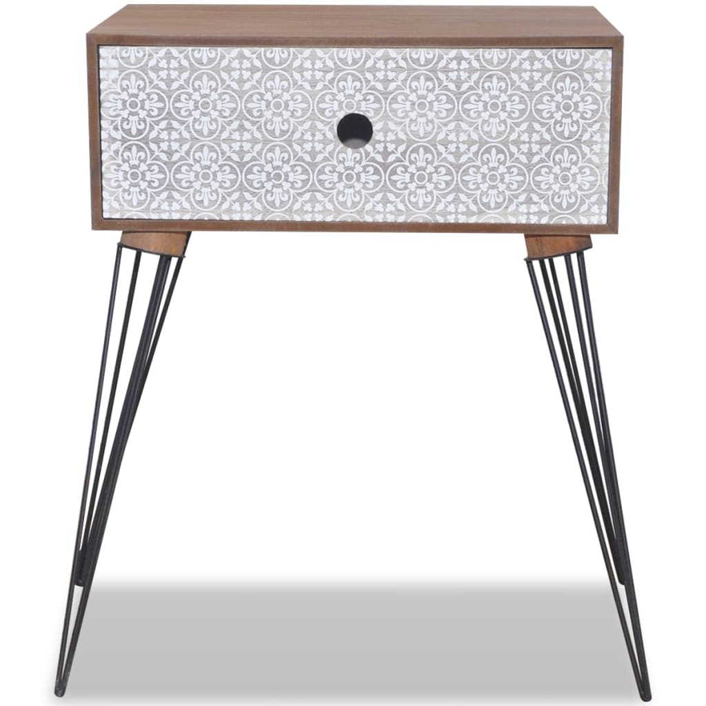 Tables de chevet avec tiroir, 2 pièces, marron