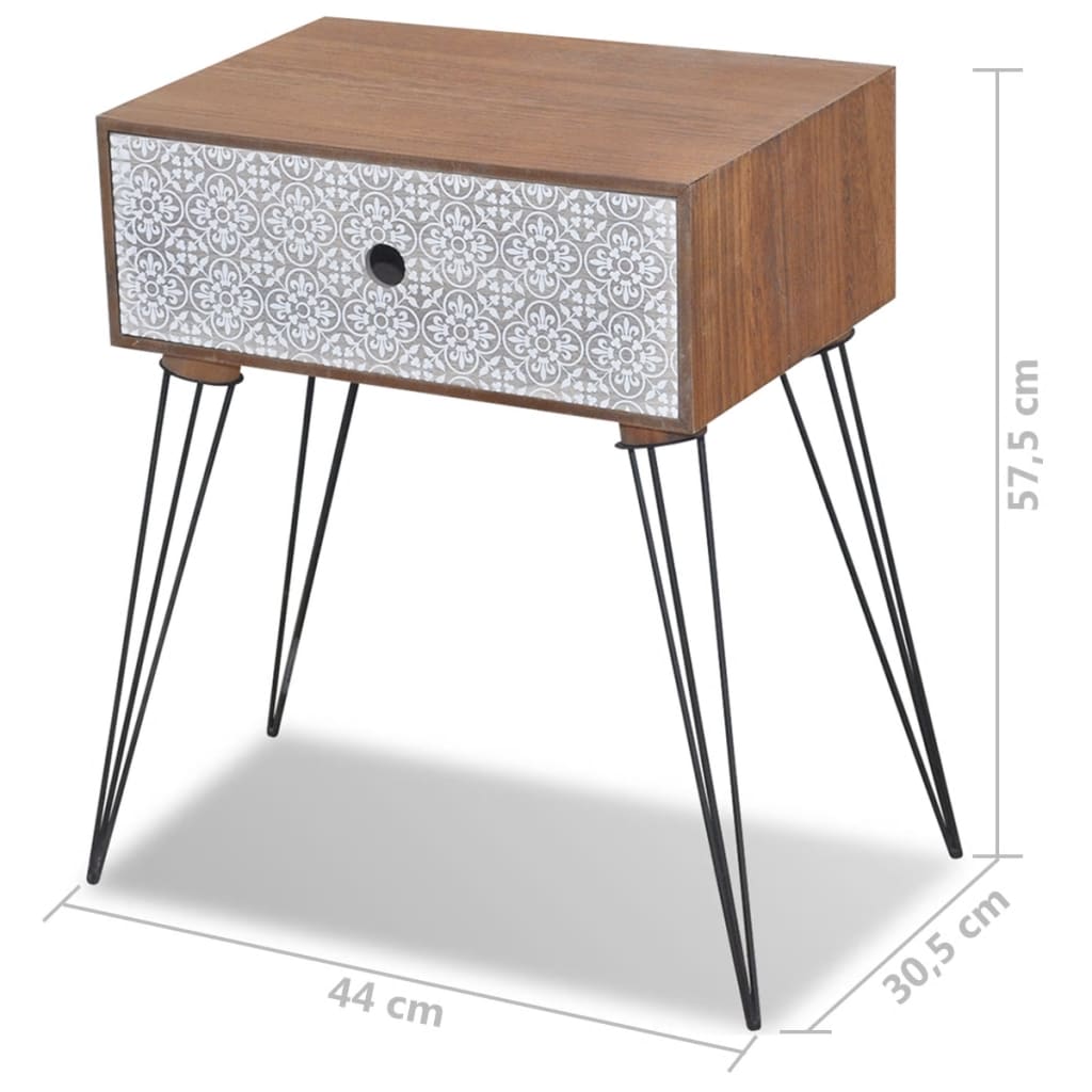 Tables de chevet avec tiroir, 2 pièces, marron