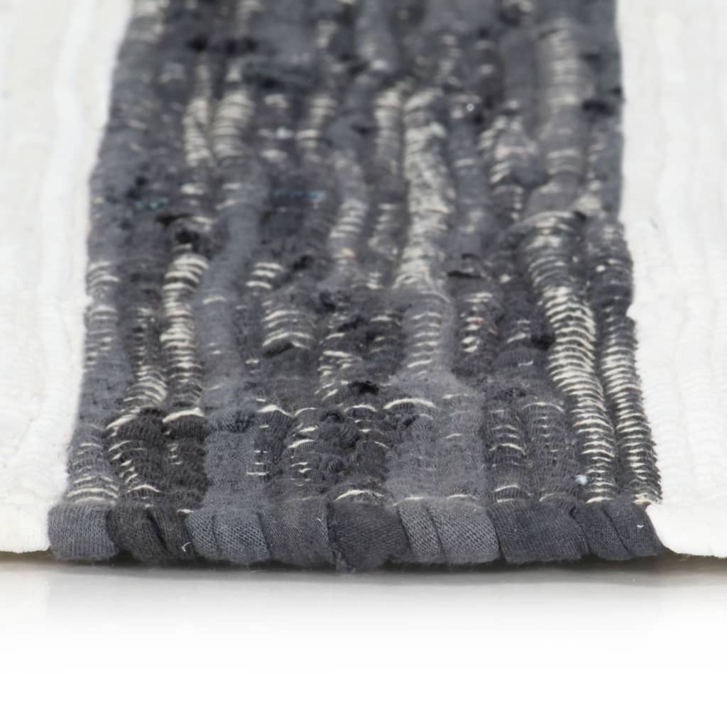 Handgewebter Chindi-Teppich Baumwolle 200x290cm Anthrazit Weiß