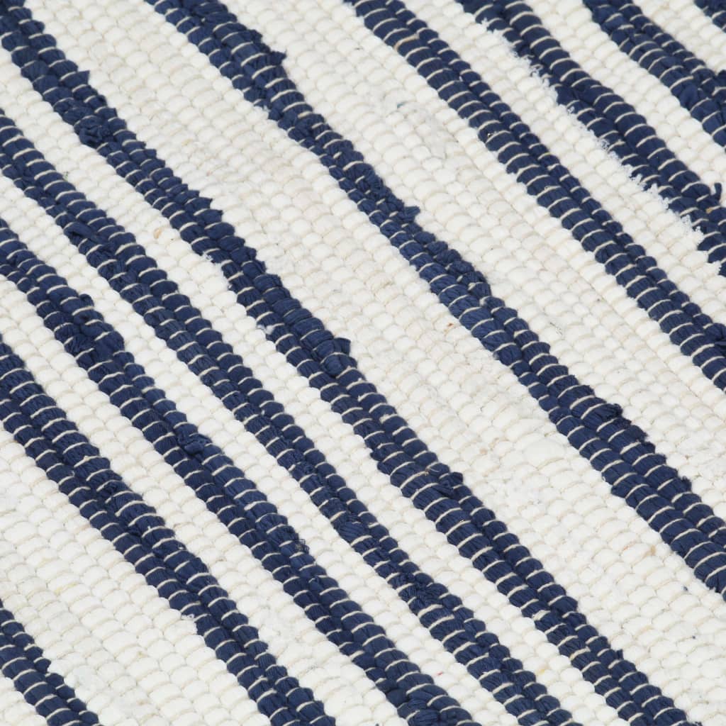 Handgewebter Chindi-Teppich Baumwolle 160x230cm Blau und Weiß
