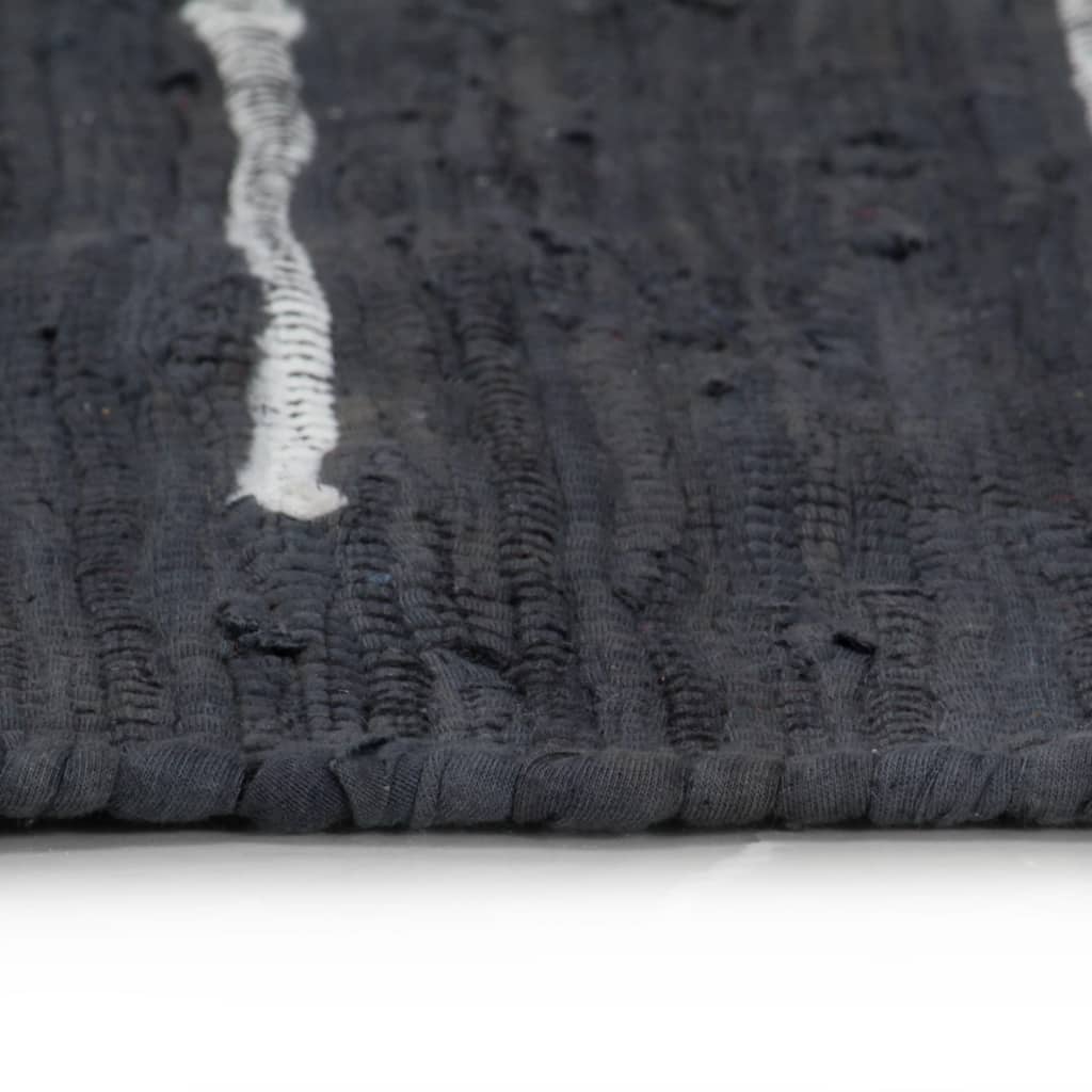 Handgewebter Chindi-Teppich Baumwolle 120x170 cm Anthrazit