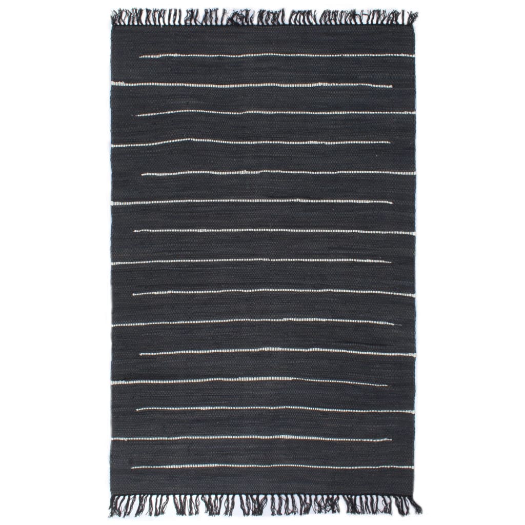 Handgewebter Chindi-Teppich Baumwolle 160x230 cm Anthrazit