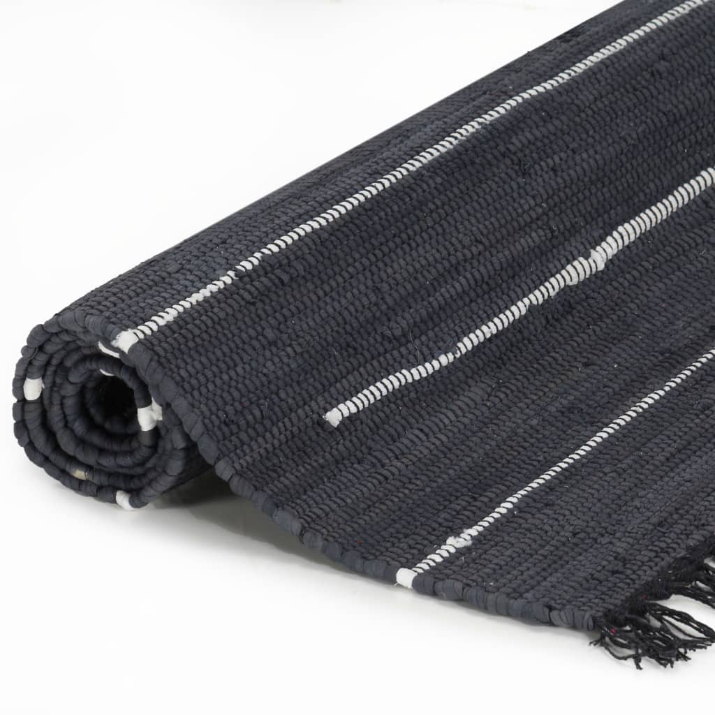Handgewebter Chindi-Teppich Baumwolle 160x230 cm Anthrazit
