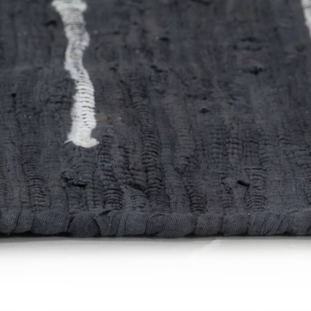 Handgewebter Chindi-Teppich Baumwolle 160x230 cm Anthrazit