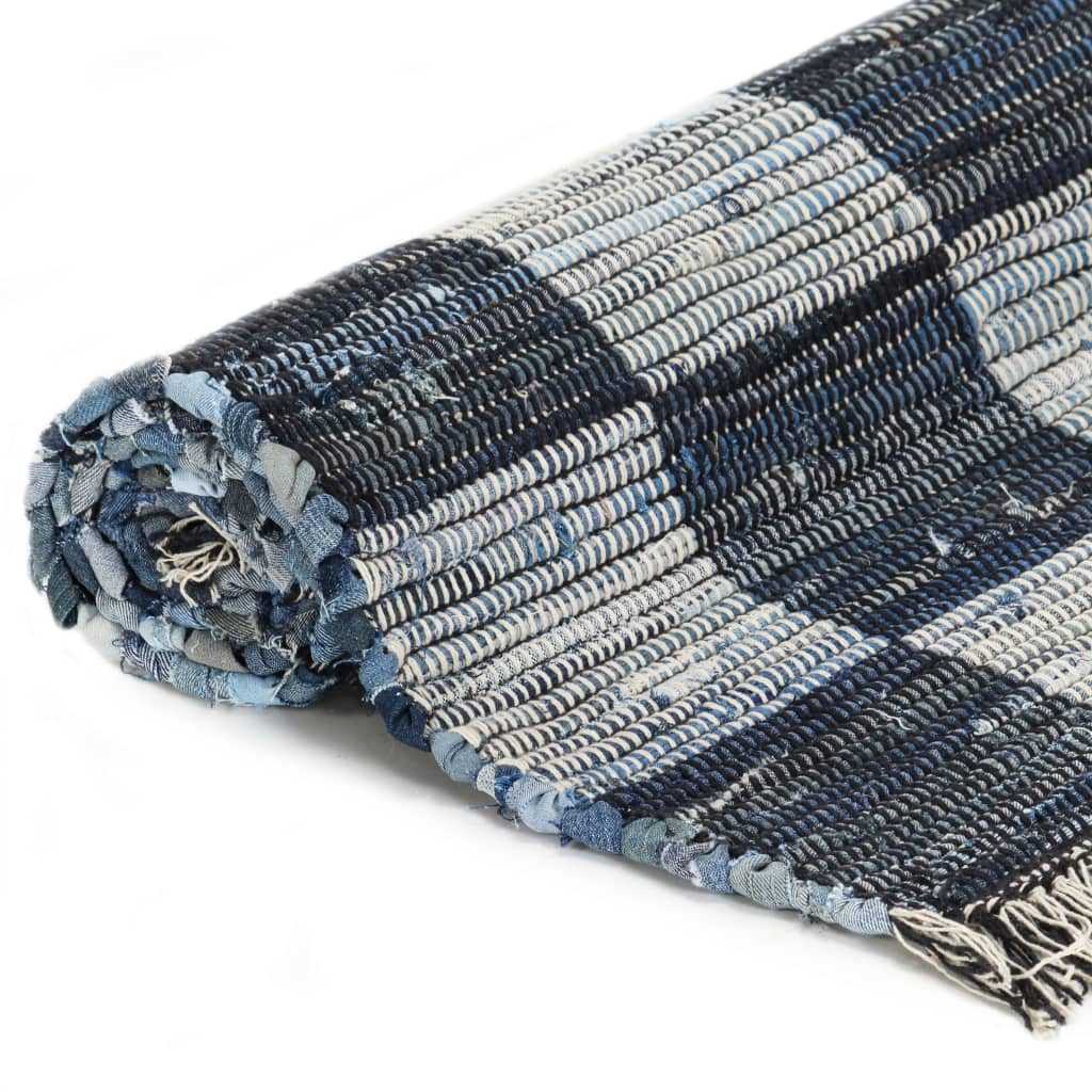 Handgewebter Chindi-Teppich Denim 160 x 230 cm Blau