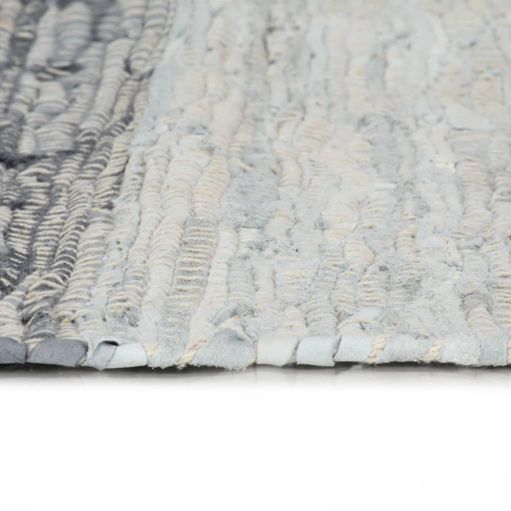 Handgewebter Chindi-Teppich Leder 80x160 cm Grau