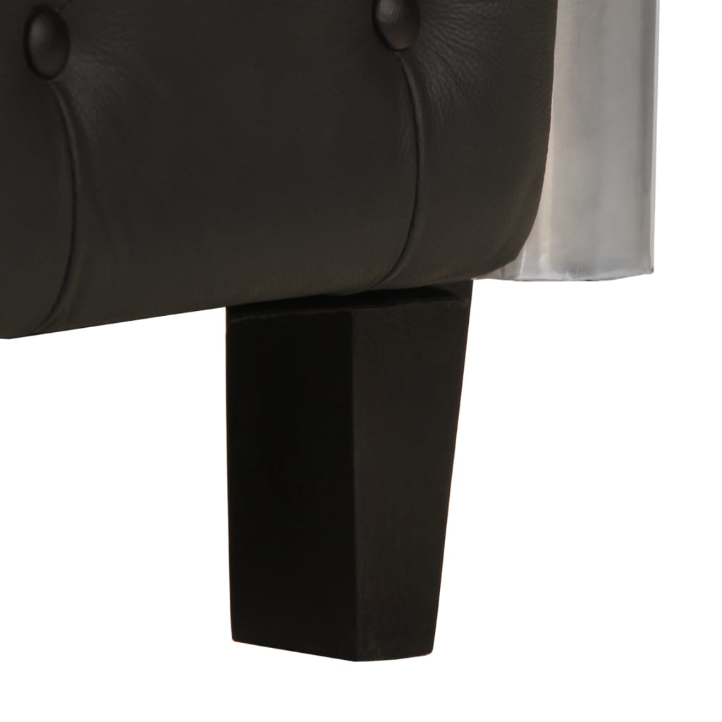 Fauteuil aviateur en cuir véritable noir