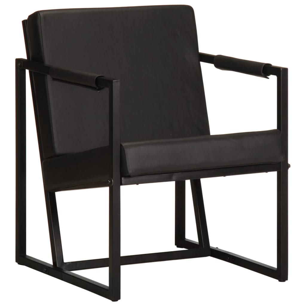 Fauteuil en cuir véritable noir
