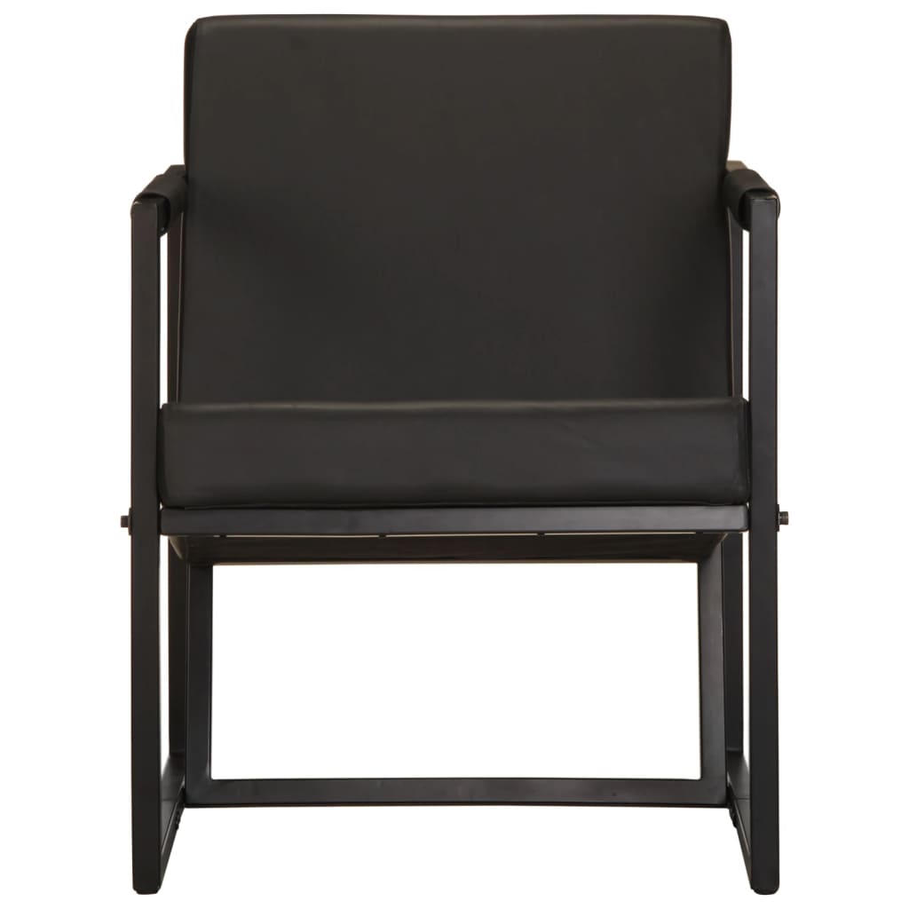 Fauteuil en cuir véritable noir
