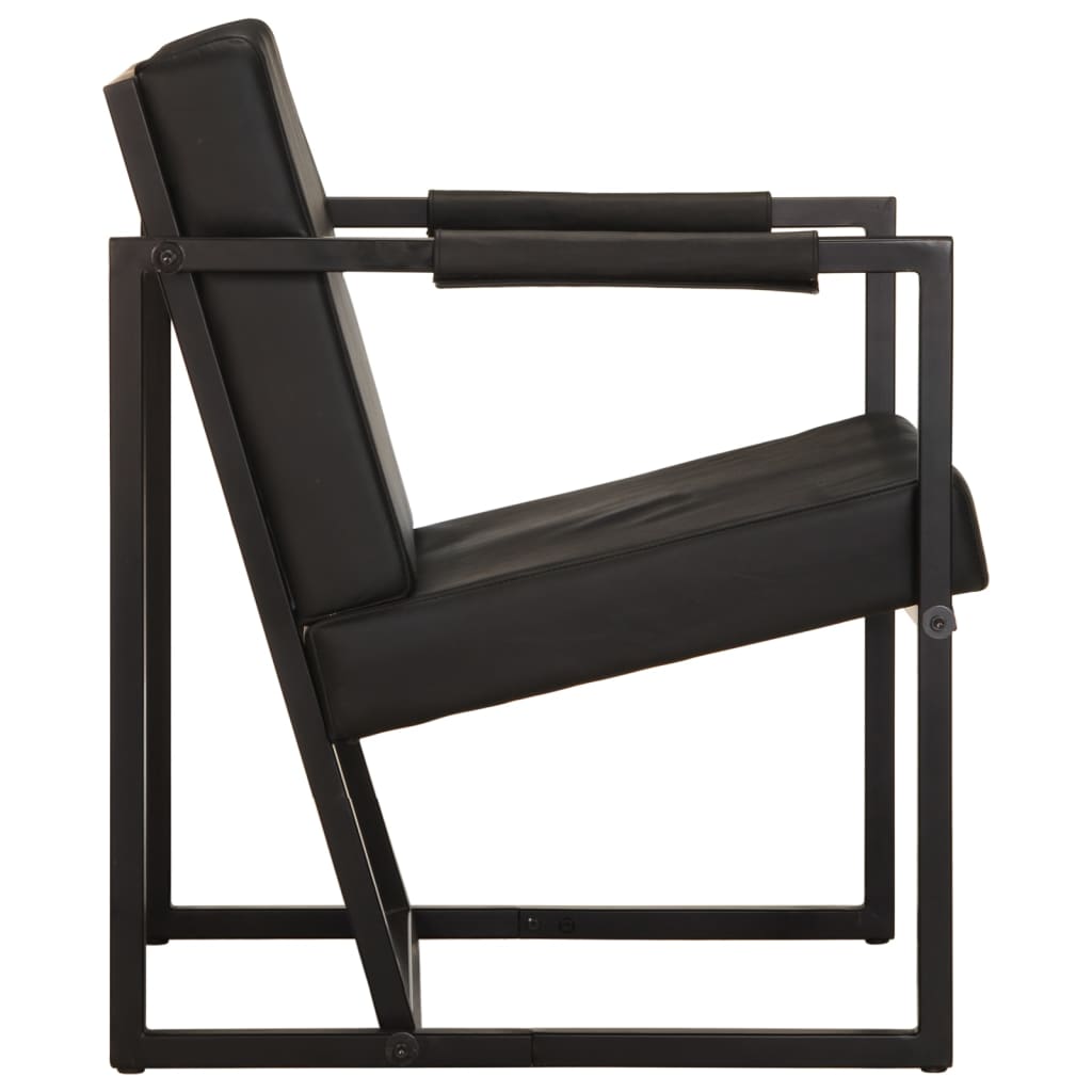 Fauteuil en cuir véritable noir