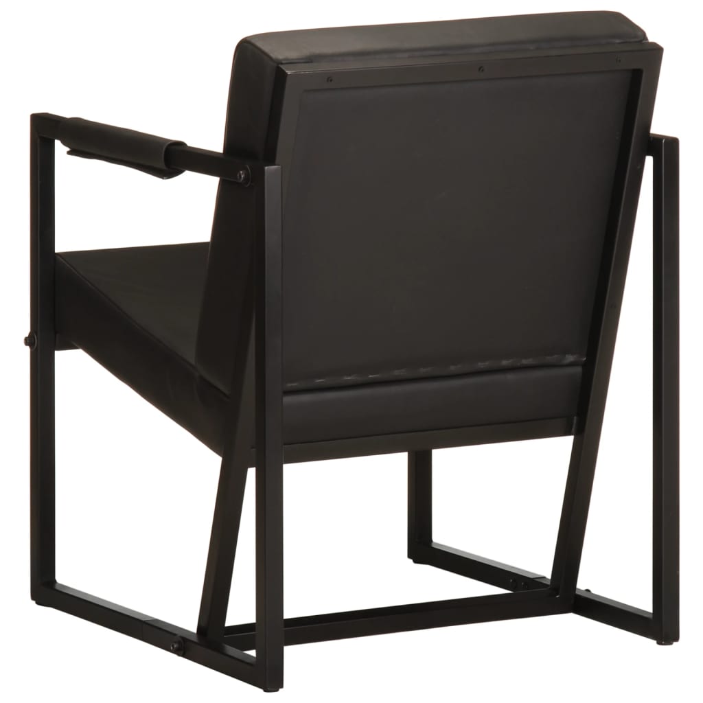 Fauteuil en cuir véritable noir