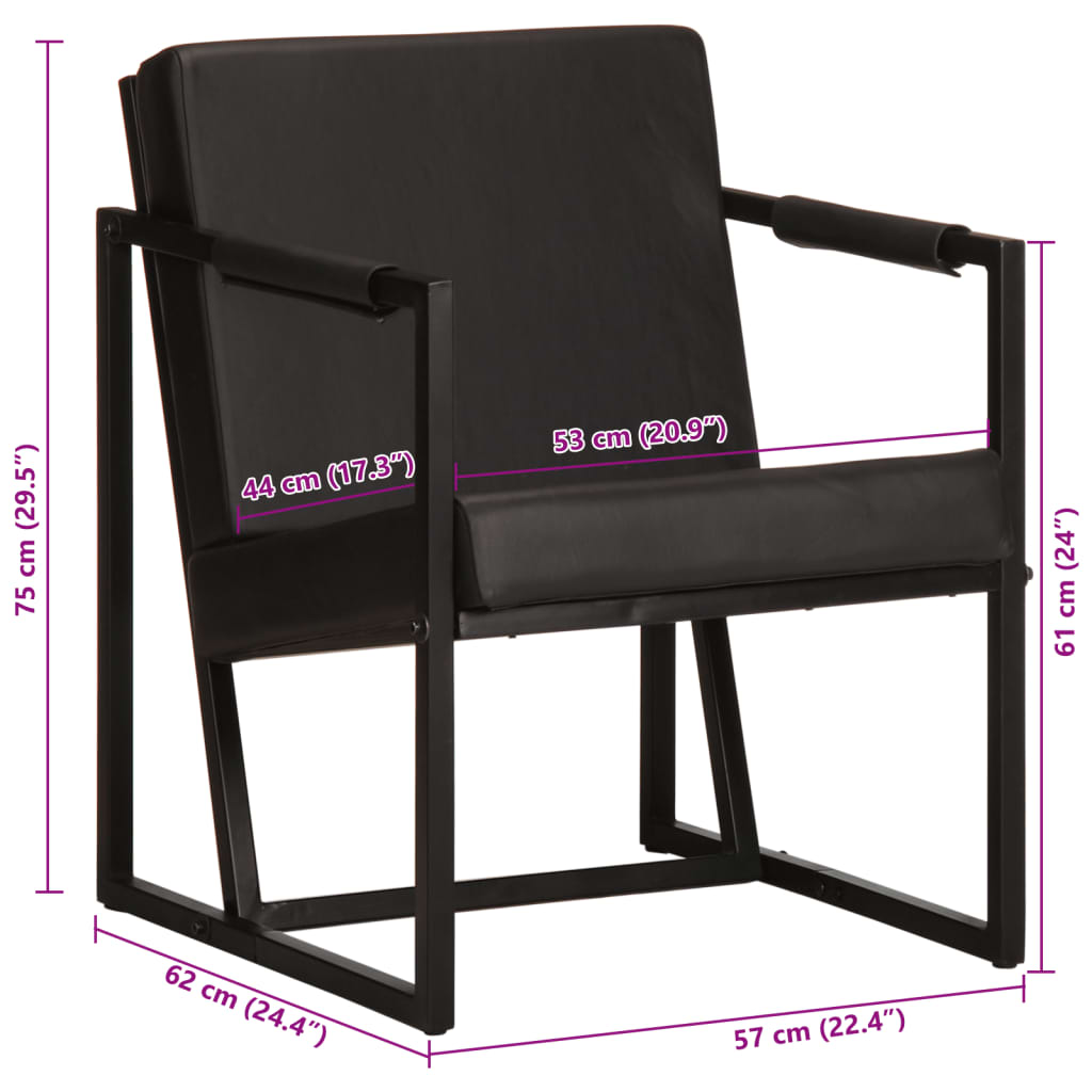 Fauteuil en cuir véritable noir