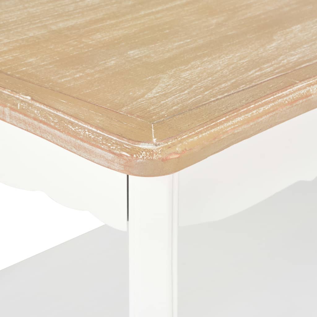 Table basse blanche et marron 87,5x42x44 cm en pin massif
