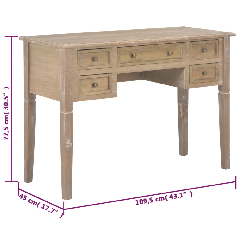 Desk Brown 109.5 x 45 x 77.5 cm Wood