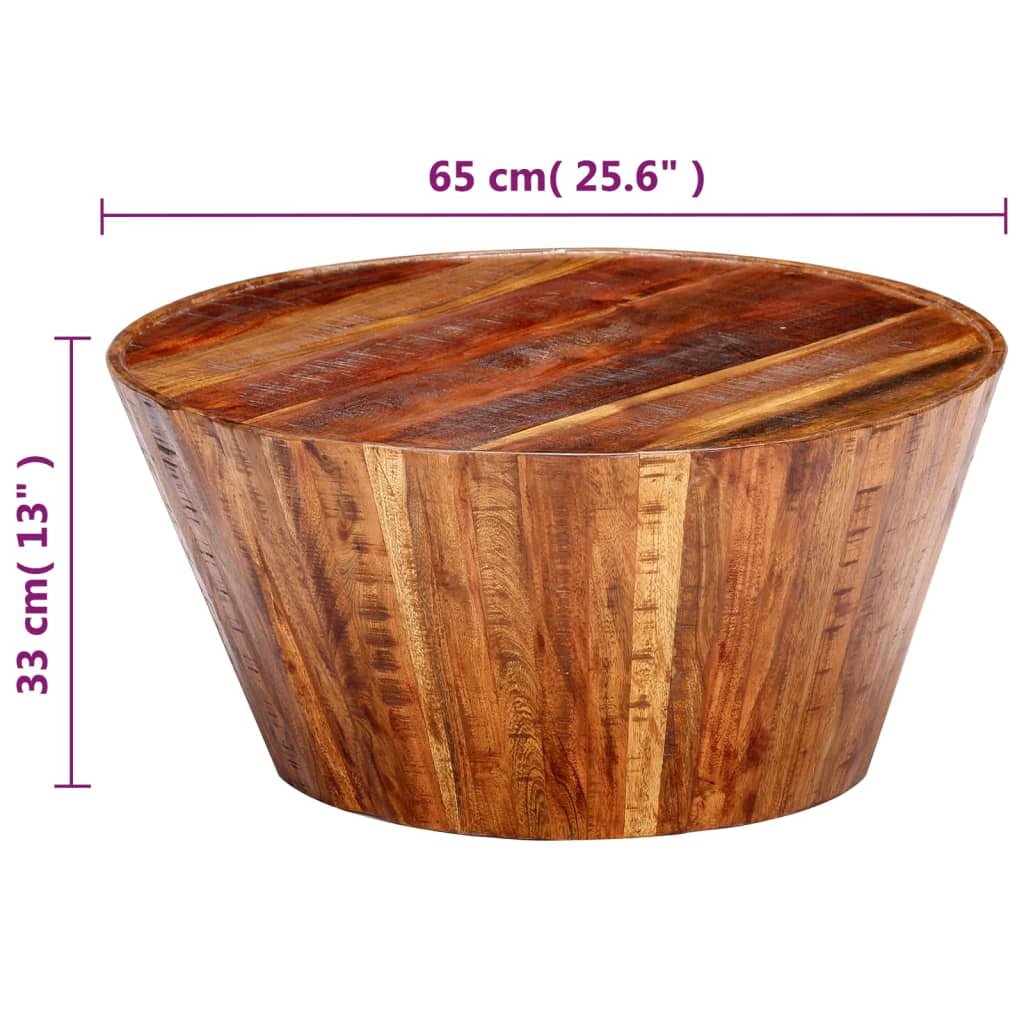 Couchtisch 65x65x33 cm Raues Mangoholz