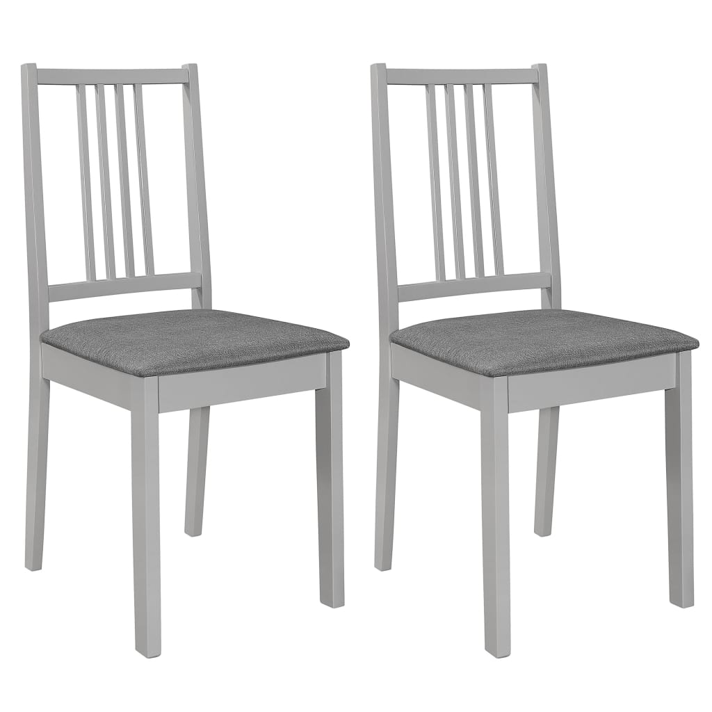Dining chairs with cushions 2 pcs. Gray solid wood