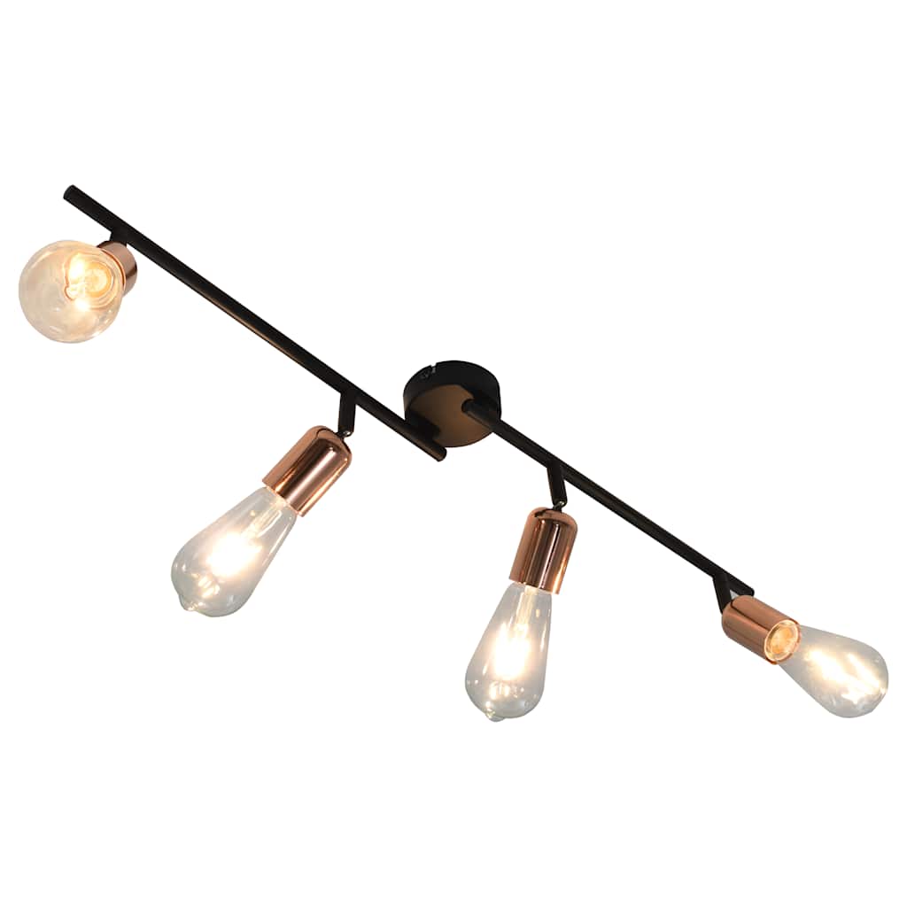 4-Wege Strahler mit Glühlampen 2 W Schwarz und Kupfer 60 cm E27
