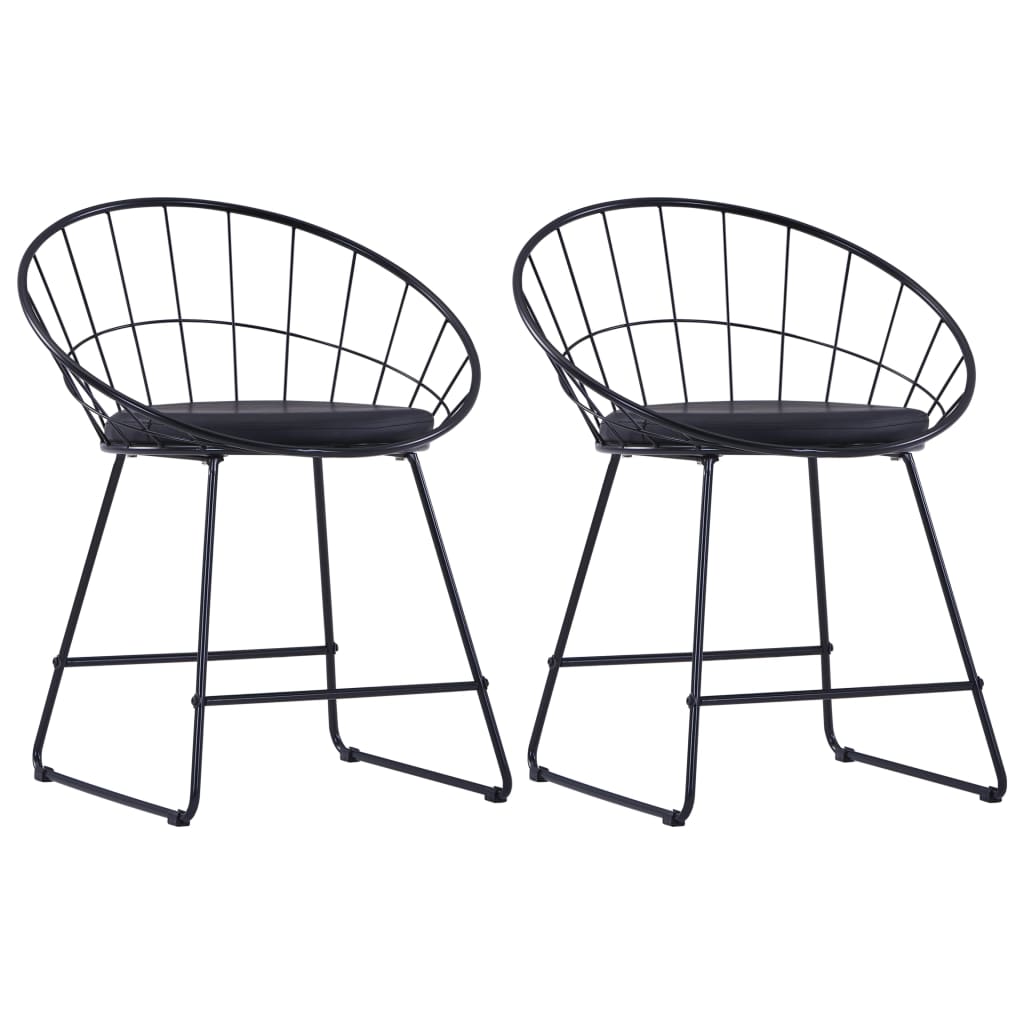 Dining chairs 2 pcs. Black faux leather steel