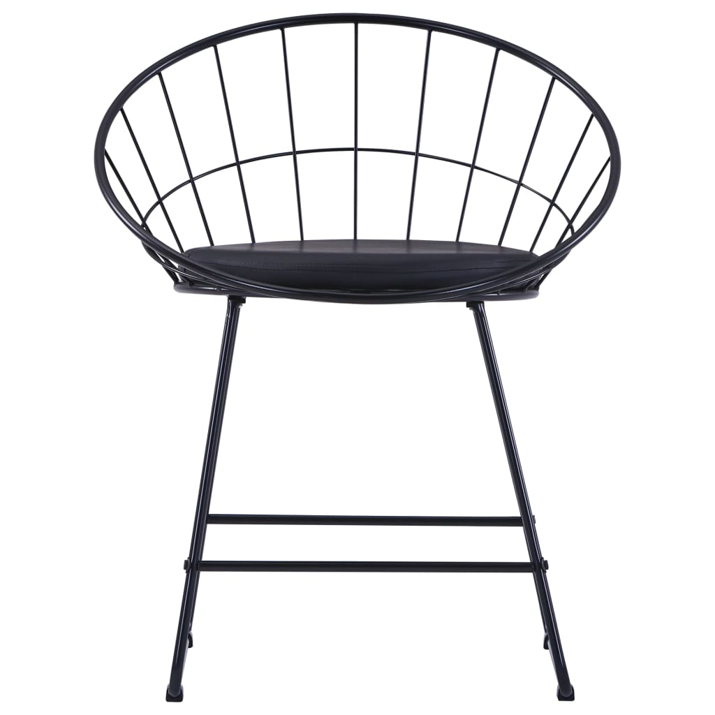 Dining chairs 2 pcs. Black faux leather steel