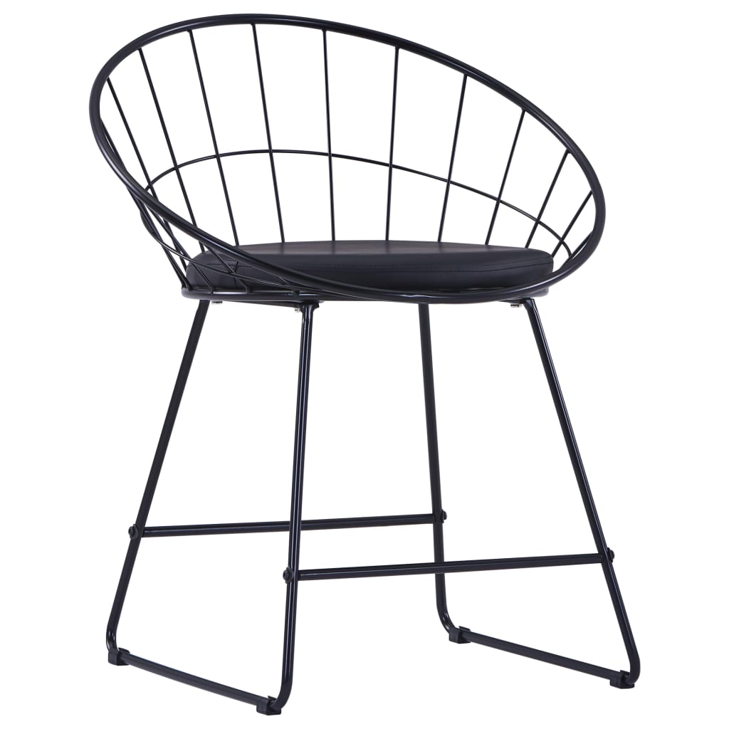 Dining chairs 2 pcs. Black faux leather steel