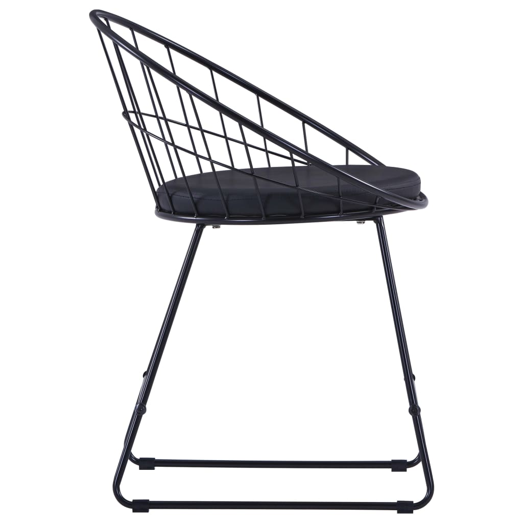 Dining chairs 2 pcs. Black faux leather steel