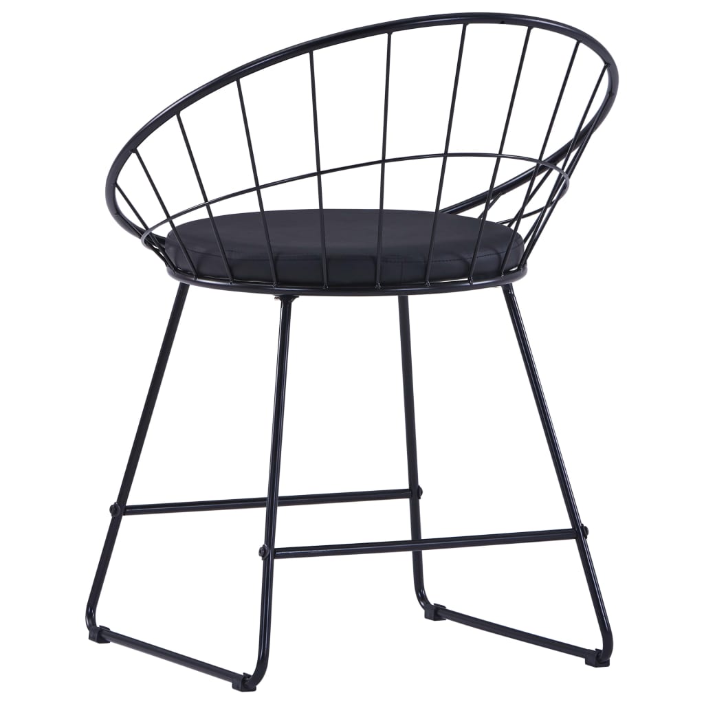 Dining chairs 2 pcs. Black faux leather steel