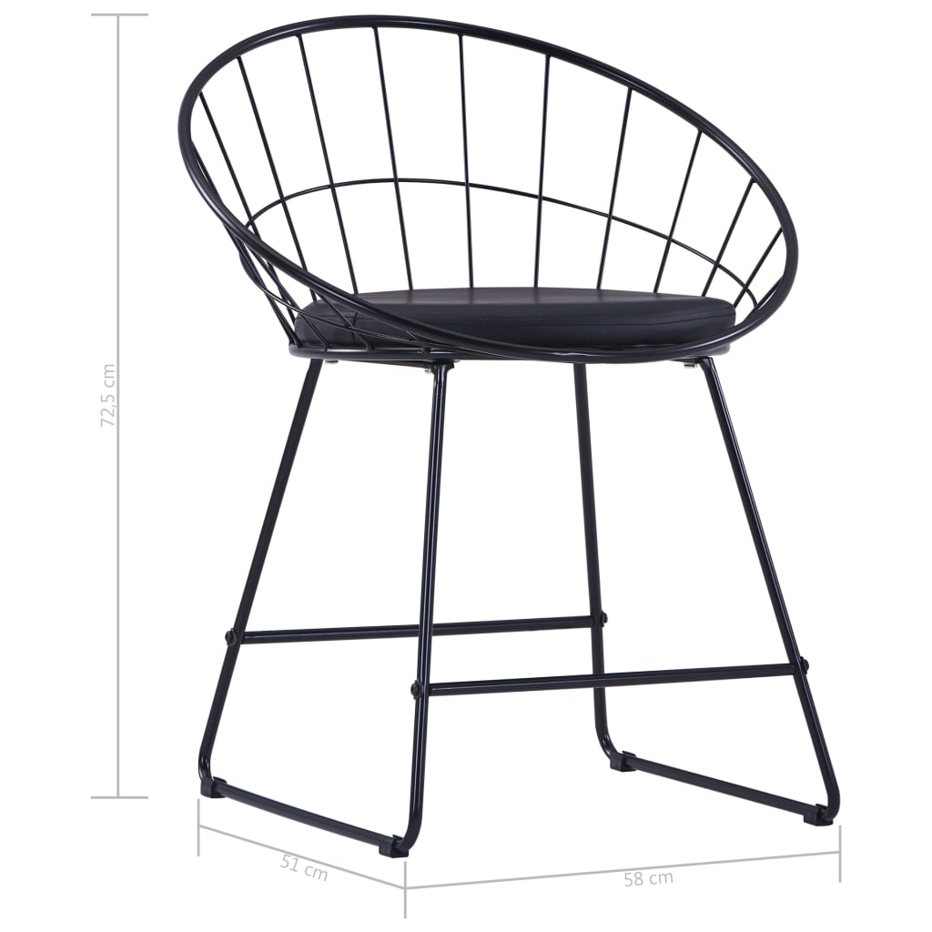 Dining chairs 2 pcs. Black faux leather steel