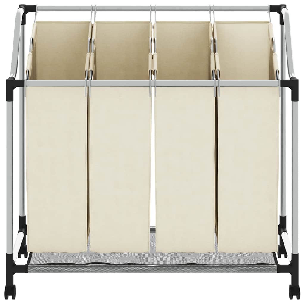 Laundry basket with 4 pockets cream steel