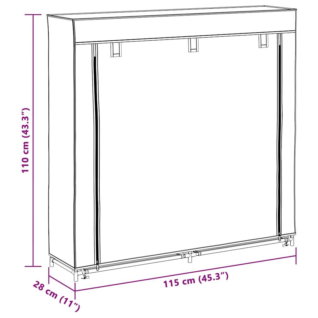 Schuhschrank mit Abdeckung Grau 115 x 28 x 110 cm Stoff