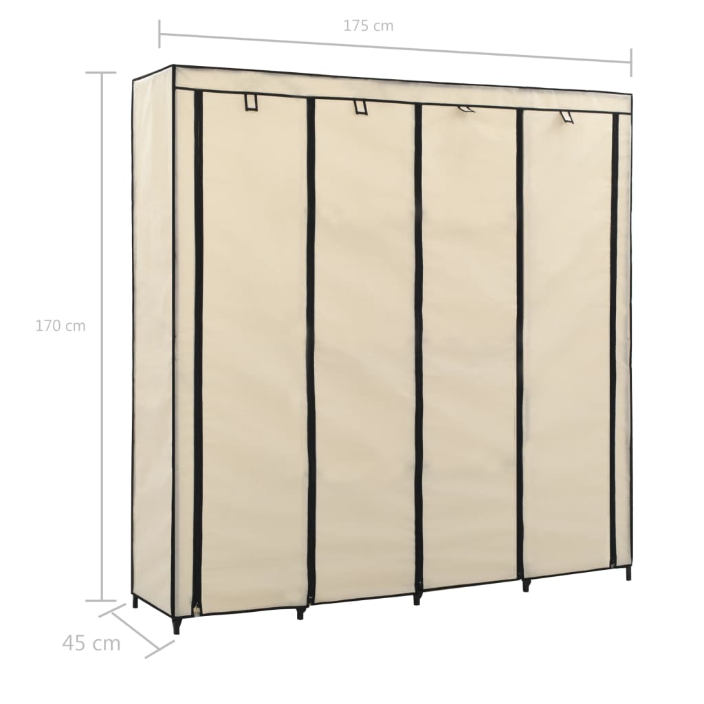 Wardrobe with 4 compartments cream 175 x 45 x 170 cm