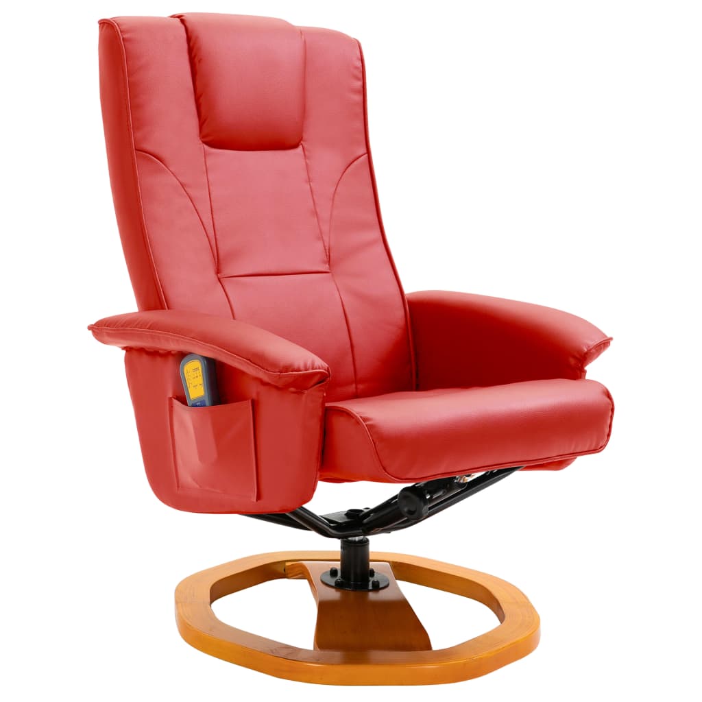 Massagesessel mit Fußhocker Rot Kunstleder