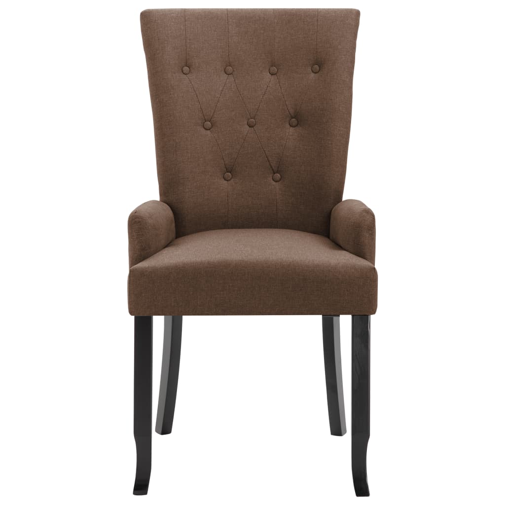 Dining chair with armrests brown fabric