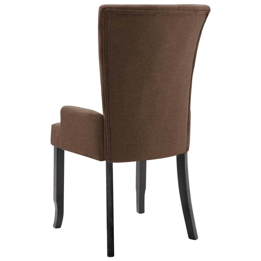 Dining chair with armrests brown fabric