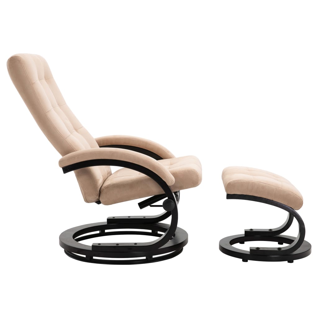 Relaxsessel mit Fußhocker Creme Wildleder-Optik Stoff