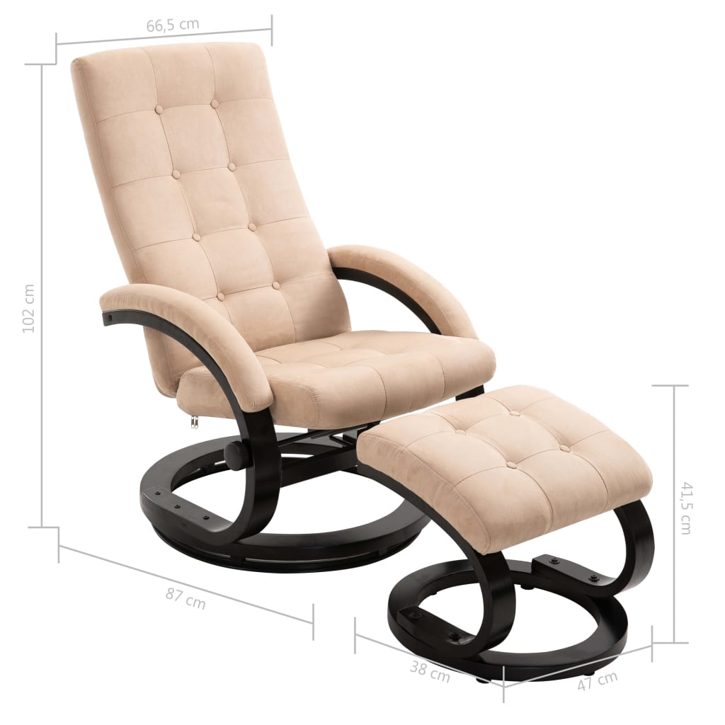 Relaxsessel mit Fußhocker Creme Wildleder-Optik Stoff