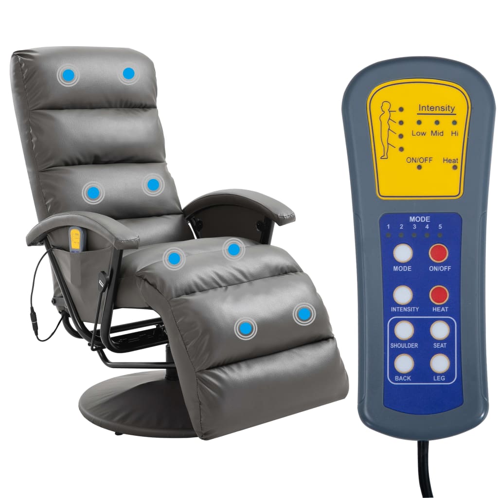 TV-Massagesessel Grau Kunstleder