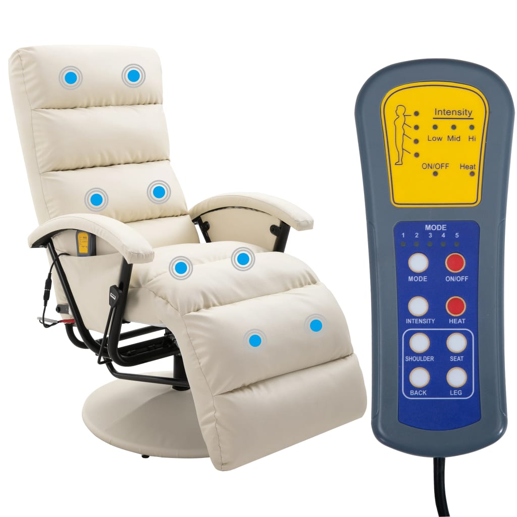 TV-Massagesessel Cremeweiß Kunstleder